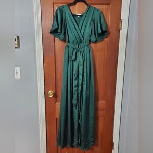 Elegant Green Wrap Dress